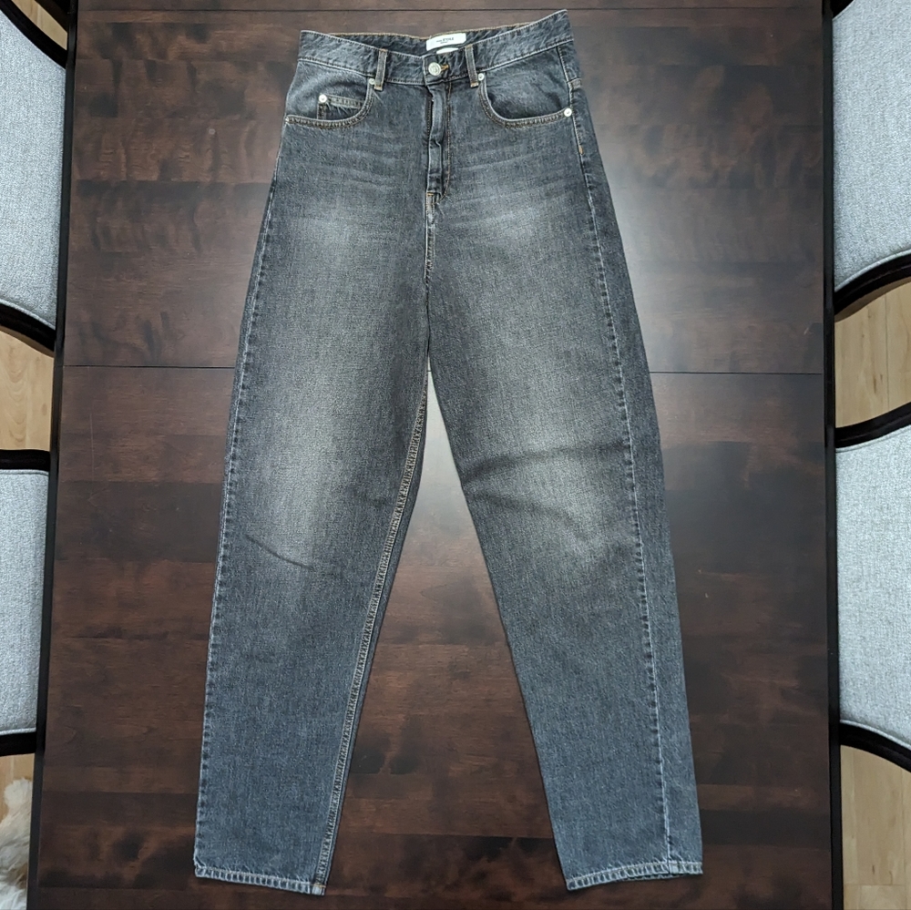 Isabel Marant Grey High-Rise Tapered Jeans
